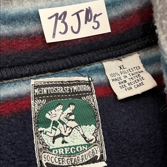 Mcintosh & Seymour Quarter Zip Top Mens XL Oversized Fleece Rugby Striped - Picture 3 of 10